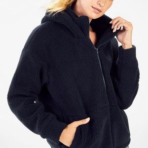 Fabletics Black Sherpa Jacket with Hood